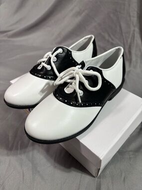 Kids Black & White Saddle Shoes Costume Dance Shoes Size 2